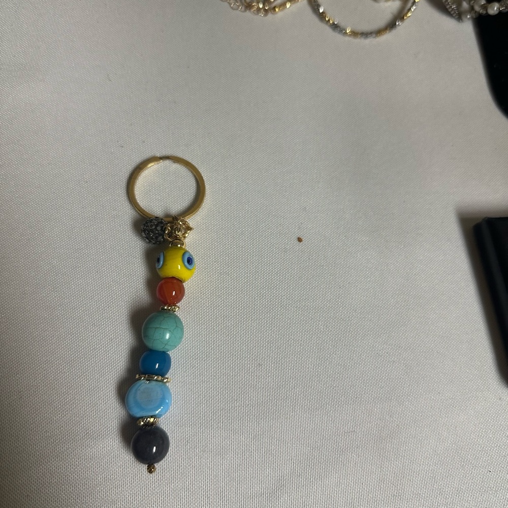 Colorful Beaded Keychain with Evil Eye Charm - Picture 2 of 2